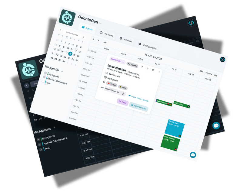 Capturas de pantallas de la aplicación Celermed en tema dark y light